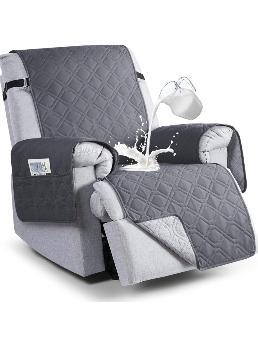 👉*NWT* VANSOFY 100% WATERPROOF QUILTED RECLINER CHAIR COVER ~DK GREY ~30" SEAT